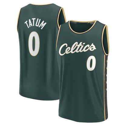 B.Celtics #0 Jayson Tatum Fanatics Branded 2022-23 Fastbreak Jersey City Edition Kelly Green Stitched American Basketball Jersey - Main View