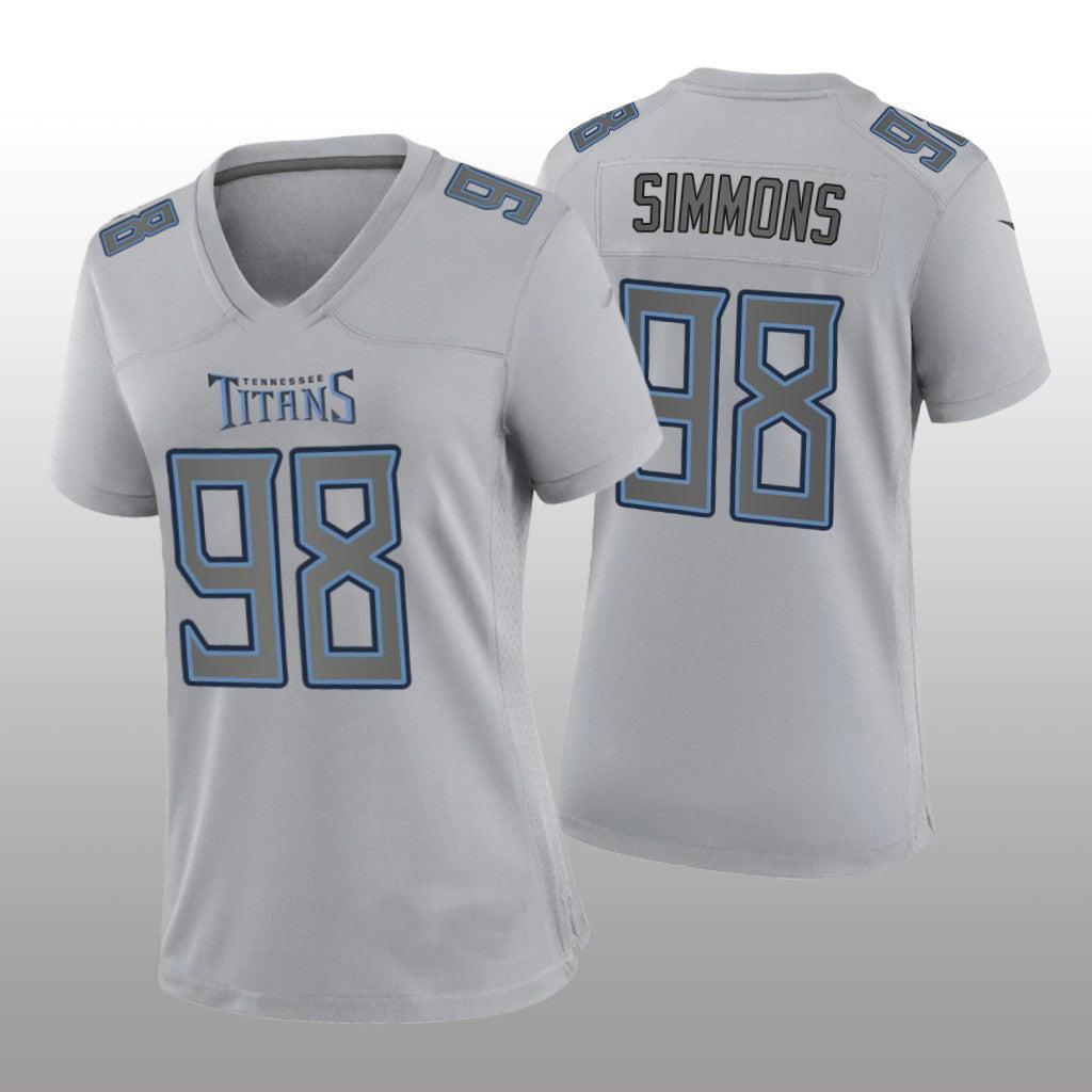 T.Titans #98 Jeffery Simmons Gray Atmosphere Game Jersey Stitched American Football Jerseys - Main View