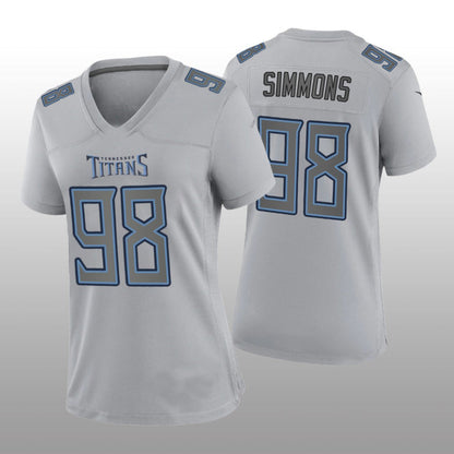 T.Titans #98 Jeffery Simmons Gray Atmosphere Game Jersey Stitched American Football Jerseys - Main View