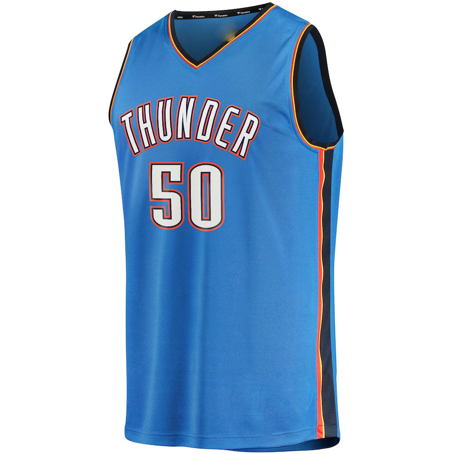 OC.Thunder #50 Jeremiah Robinson-Earl Fanatics Branded 2021-22 Fast Break Replica Jersey Icon Edition Blue Stitched American Basketball Jersey - Main View