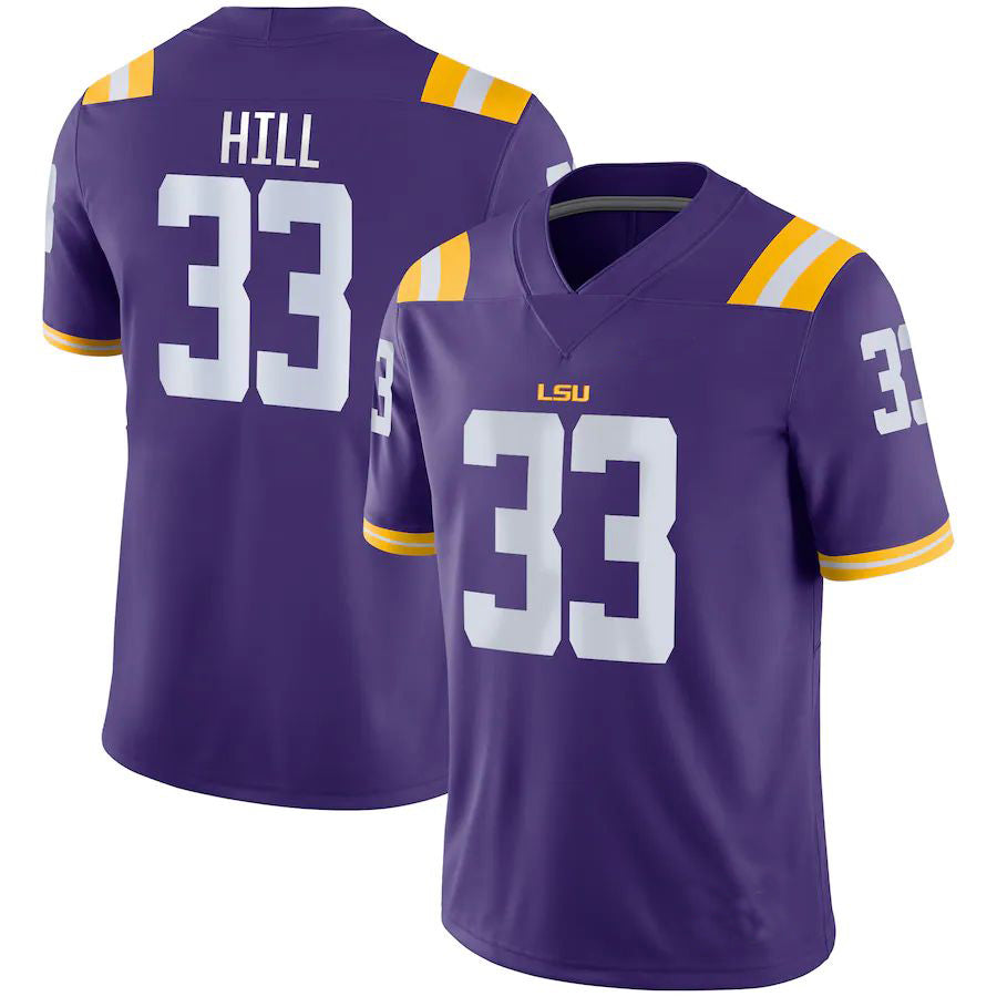 L.Tigers #33 Jeremy Hill Game Jersey Purple Football Jersey Stitched American College Jerseys - Main View