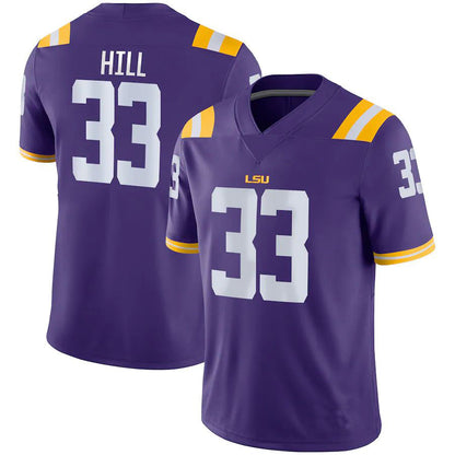 L.Tigers #33 Jeremy Hill Game Jersey Purple Football Jersey Stitched American College Jerseys - Main View