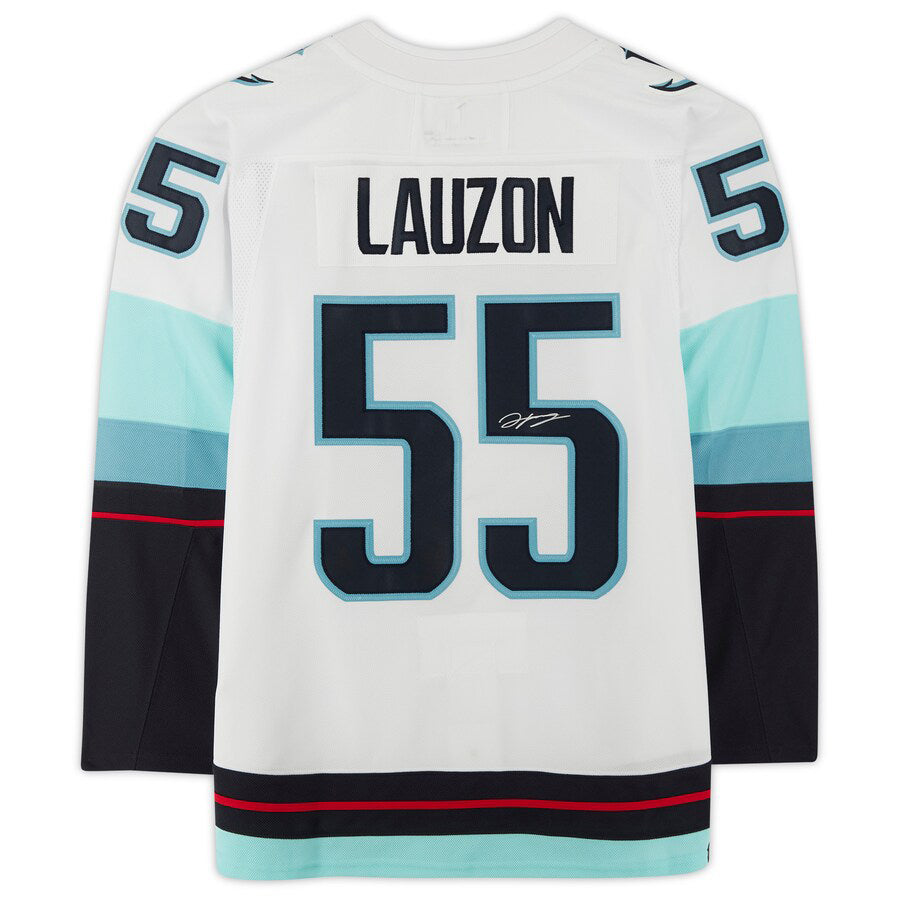 S.Kraken #55 Jeremy Lauzon Fanatics Authentic Autographed White with Inaugural Season Jersey Patch Stitched American Hockey Jerseys - Main View