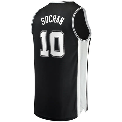 S.Antonio Spurs #10 Jeremy Sochan Fanatics Branded 2022 Draft First Round Pick Fast Break Replica Jersey Icon Edition Black Stitched American Basketball Jersey - Main View