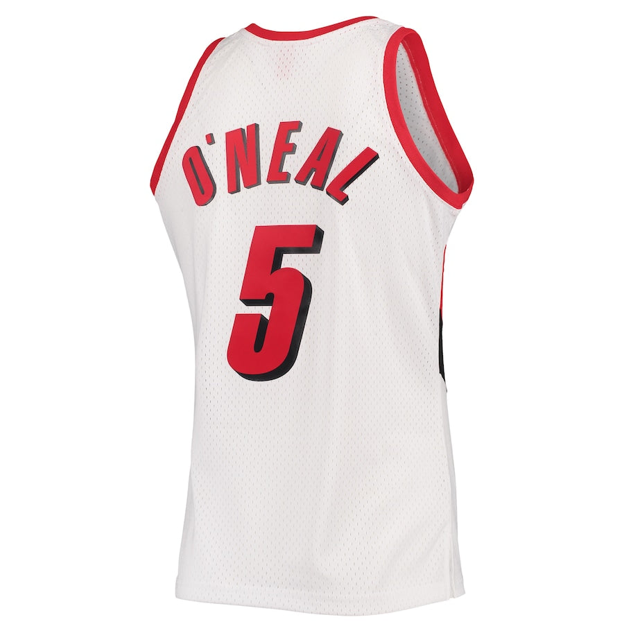P.Trail Blazers #5 Jermaine O'Neal Mitchell & Ness 1996-97 Hardwood Classics Swingman Jersey White Stitched American Basketball Jersey - Main View