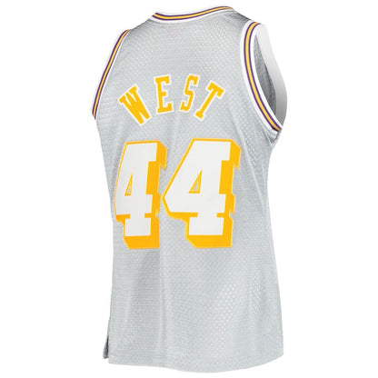 LA.Lakers #44 Jerry West Mitchell & Ness 75th Anniversary 1971-72 Hardwood Classics Swingman Jersey Silver Stitched American Basketball Jersey - Main View