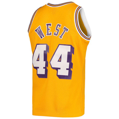 LA.Lakers #44 Jerry West Mitchell & Ness Hardwood Classics 1971-72 Swingman Jersey  Gold Stitched American Basketball Jersey - Main View