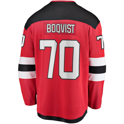 NJ.Devils #70 Jesper Boqvist Fanatics Branded Home Breakaway Player Jersey Red Stitched American Hockey Jerseys - Main View