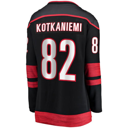 C.Hurricanes #82 Jesperi Kotkaniemi Fanatics Branded Home Breakaway Player Jersey Black Stitched American Hockey Jerseys - Main View