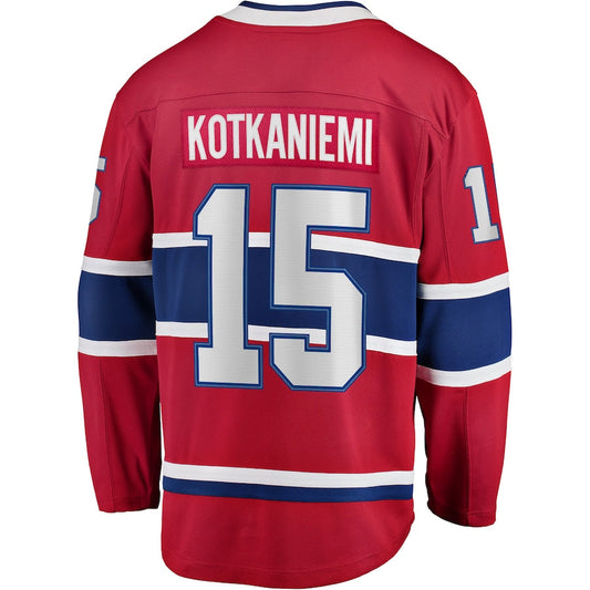 M.Canadiens #15 Jesperi Kotkaniemi  Fanatics Branded Home Breakaway Player Jersey Red Stitched American Hockey Jerseys - Main View