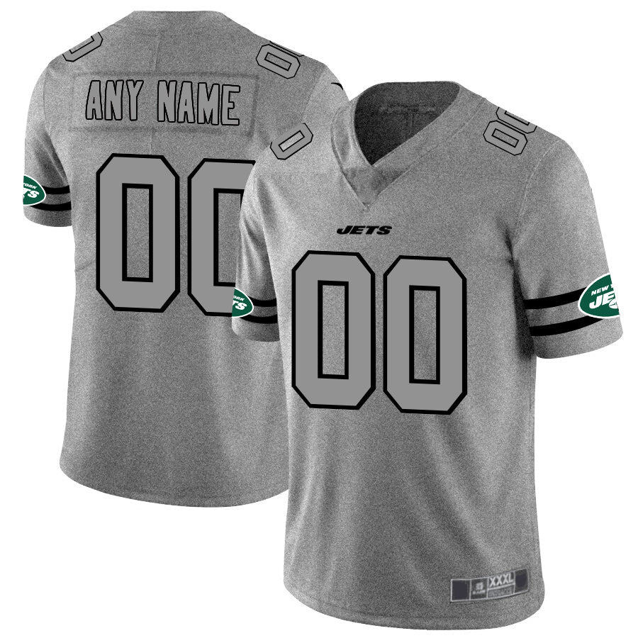 Custom NY.Jets 2019 Gray Gridiron Gray Vapor Untouchable Limited Jersey American Stitched Jersey Football Jerseys - Main View