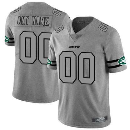 Custom NY.Jets 2019 Gray Gridiron Gray Vapor Untouchable Limited Jersey American Stitched Jersey Football Jerseys - Main View