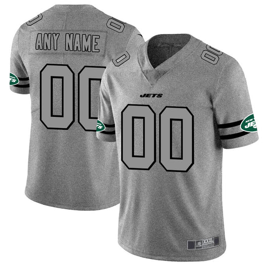 Custom NY.Jets 2019 Gray Gridiron Gray Vapor Untouchable Limited Jersey American Stitched Jersey Football Jerseys - Main View
