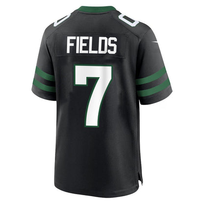 NY.Jets #7 Justin Fields Alternate Legacy Black Game American Football Jersey - Main View