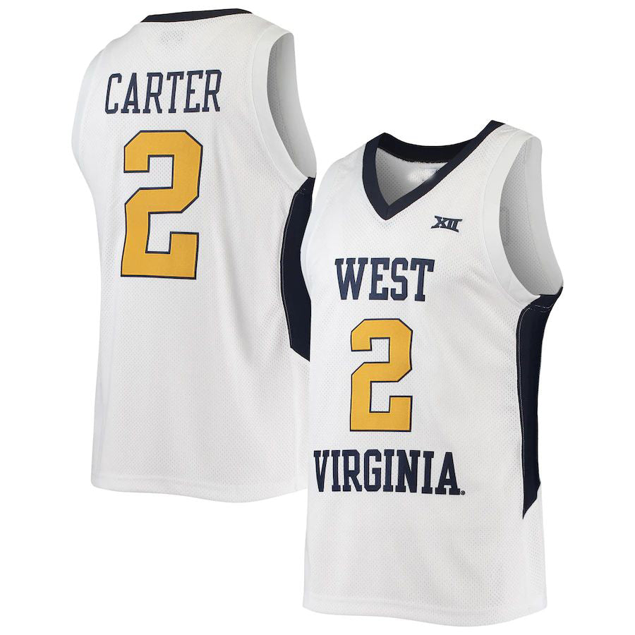 W.Virginia Mountaineers #2 Jevon Carter Original Retro Brand Commemorative Classic Basketball Jersey White Stitched American College Jerseys - Main View