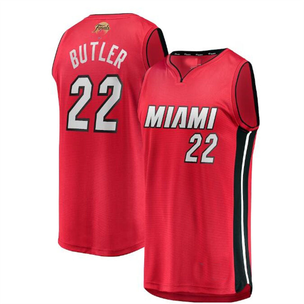 M.Heat #22 Jimmy Butler Fanatics Branded 2023 Finals Fast Break Player Jersey - Statement Edition - Red Stitched American Basketball Jersey - Main View