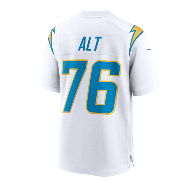 LA.Chargers #76 Joe Alt Joe Alt 2024 Draft First Round Pick Player Game Jersey - White American Football Jerseys - Main View
