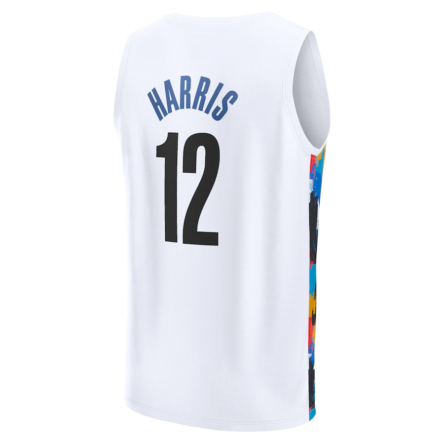 B.Nets #12 Joe Harris Fanatics Branded 2022-23 Fastbreak Jersey City Edition White Stitched American Basketball Jersey - Main View