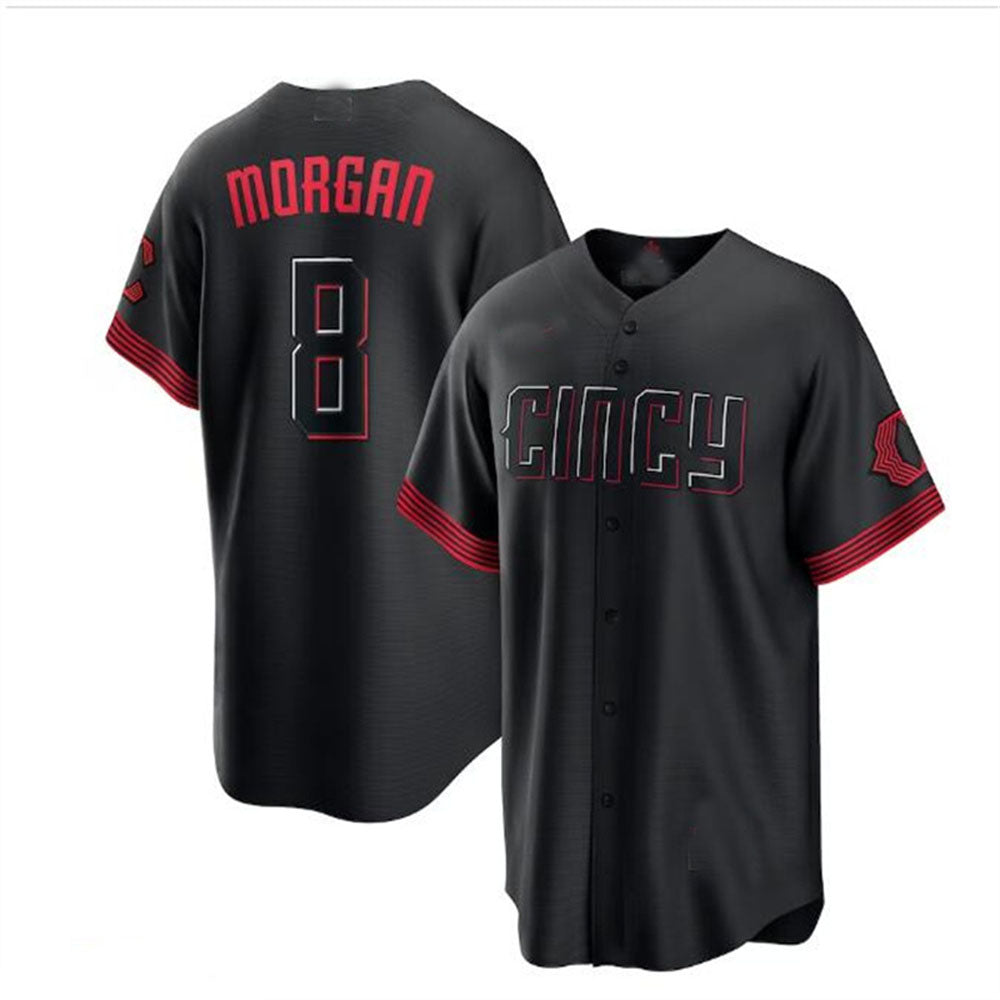Cincinnati Reds #8 Joe Morgan 2023 City Connect Replica Player Jersey - Black Baseball Jerseys - Main View