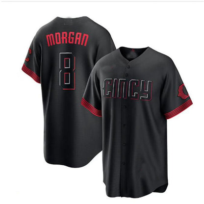 Cincinnati Reds #8 Joe Morgan 2023 City Connect Replica Player Jersey - Black Baseball Jerseys - Main View