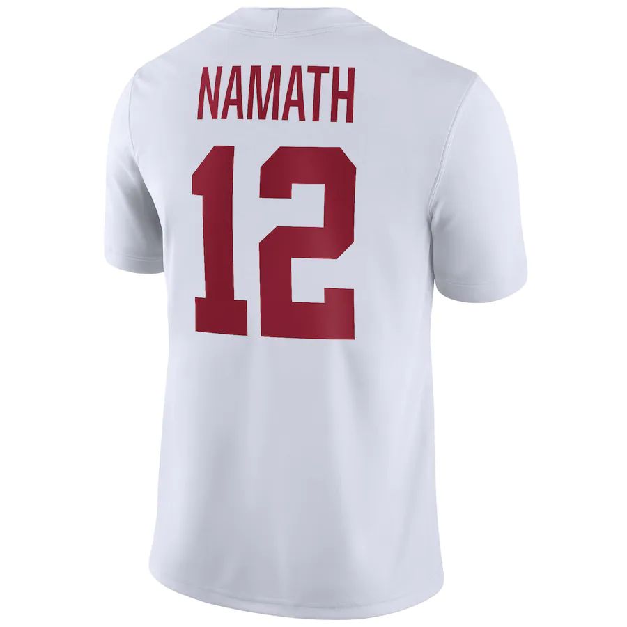 A.Crimson Tide #12 Joe Namath Alumni Player Jersey White Stitched American College Jerseys - Main View