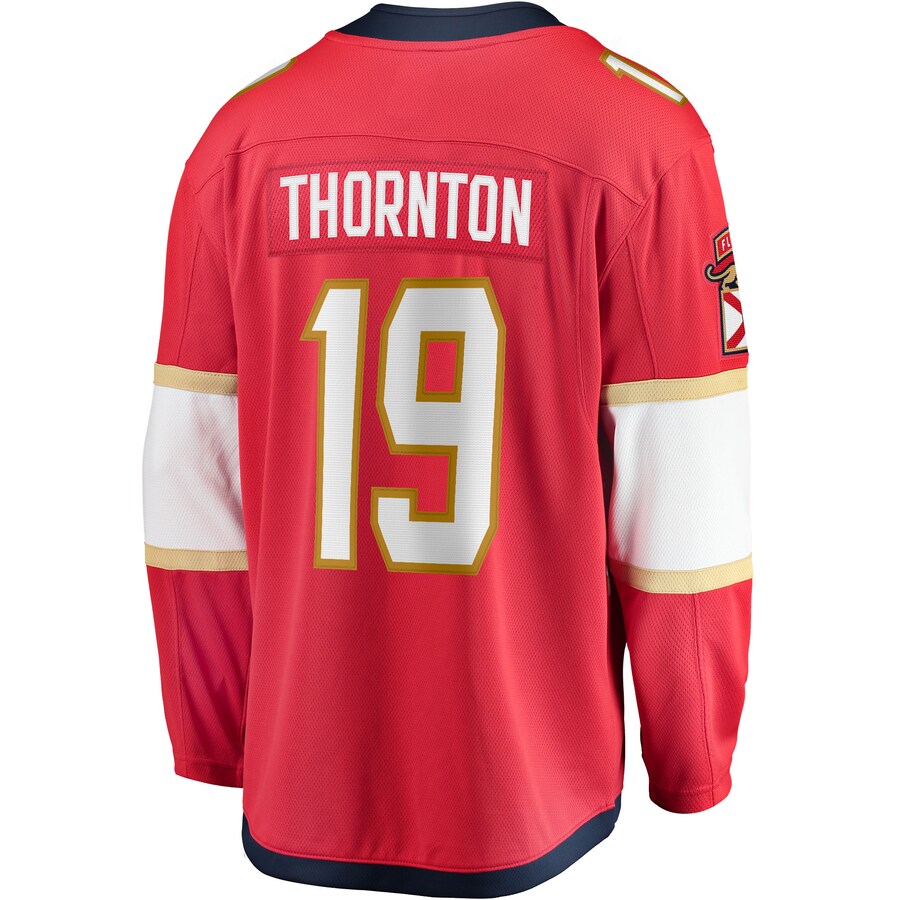 F.Panthers #19 Joe Thornton Fanatics Branded Home Breakaway Player Jersey Red Stitched American Hockey Jerseys - Main View