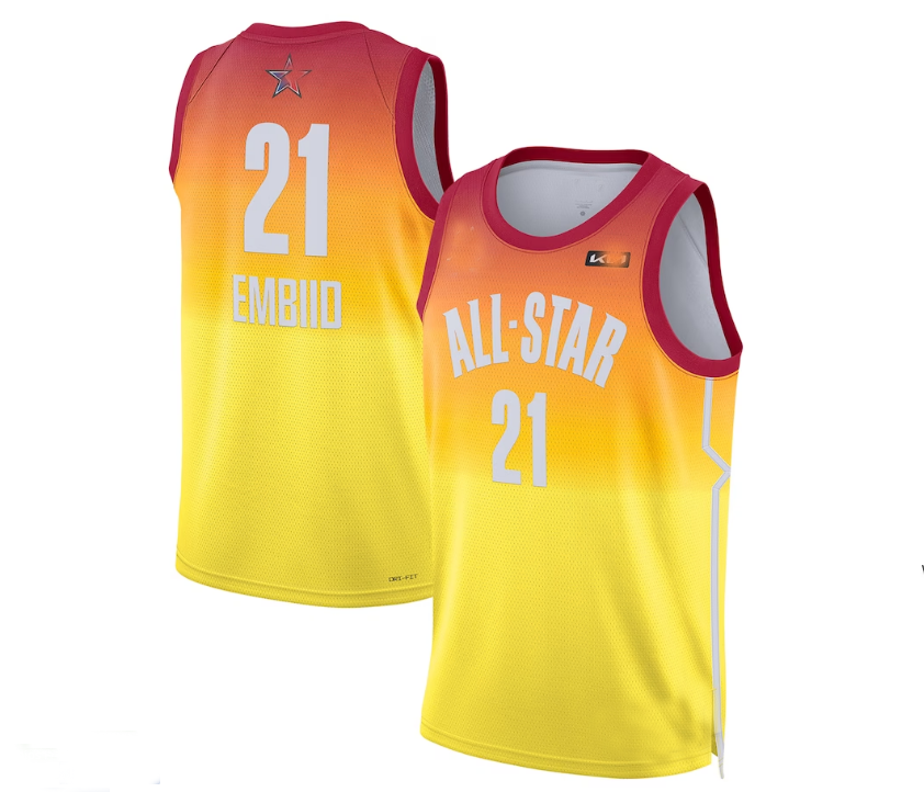 #21 Joel Embiid 2023 All-Star Game Swingman Jersey - Orange Stitched American Basketball Jersey - Main View