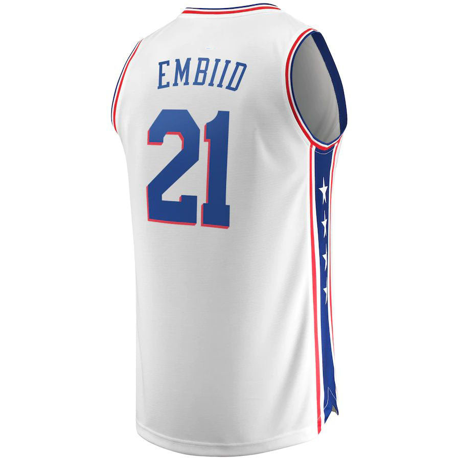 PH.76ers #21 Joel Embiid Fanatics Branded Fast Break Replica Jersey Association Edition  White Stitched American Basketball Jersey - Main View