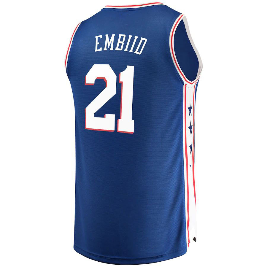 PH.76ers #21 Joel Embiid Fanatics Branded Fast Break Replica Team Color Player Jersey Royal Icon Edition Stitched American Basketball Jersey - Main View
