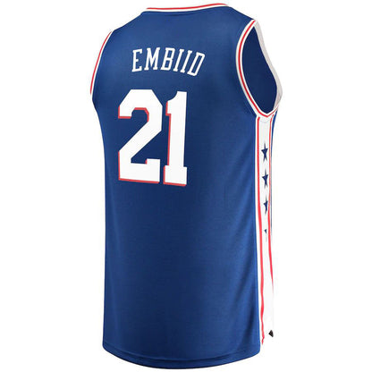 PH.76ers #21 Joel Embiid Fanatics Branded Fast Break Replica Team Color Player Jersey Royal Icon Edition Stitched American Basketball Jersey - Main View
