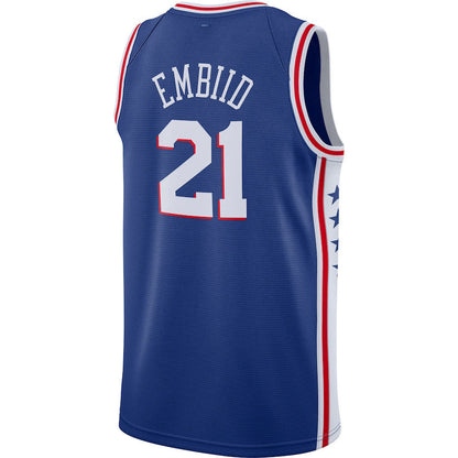 PH.76ers #21 Joel Embiid 2019-2020 Swingman Jersey Royal Icon Edition Stitched American Basketball Jersey - Main View