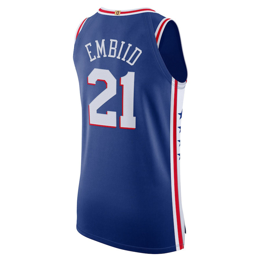 PH.76ers #21 Joel Embiid 2020-21 Authentic Player Jersey  Royal Icon Edition Stitched American Basketball Jersey - Main View