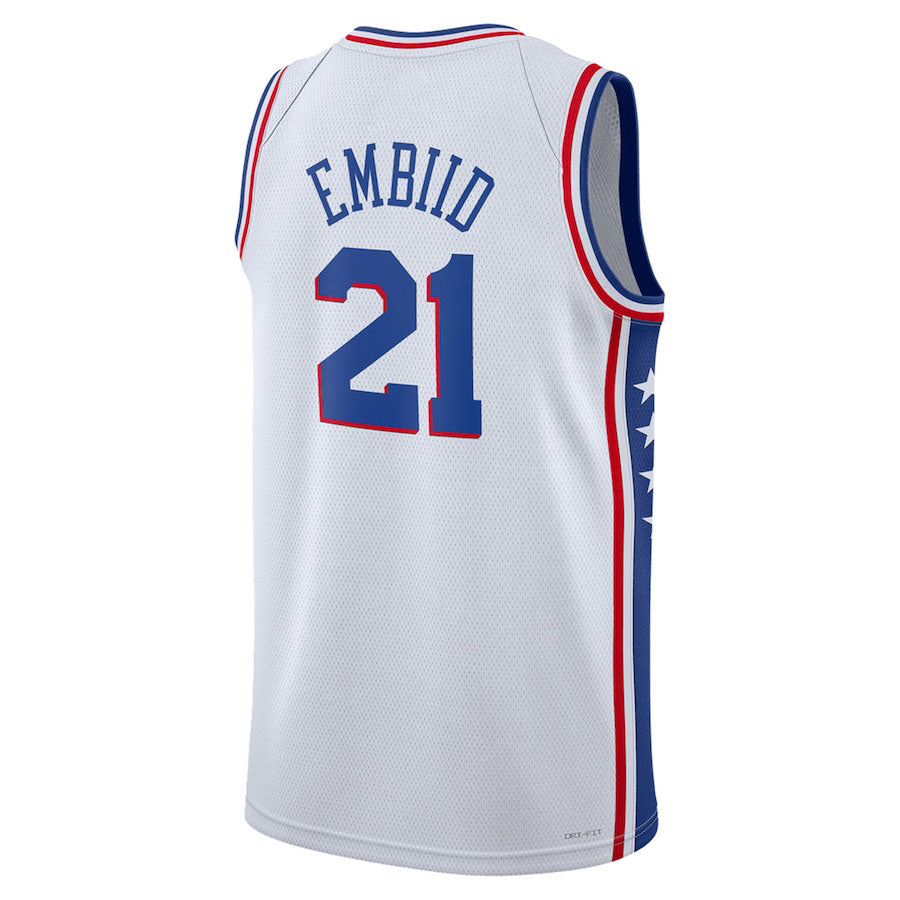 PH.76ers #21 Joel Embiid Unisex 2022-23 Swingman Jersey Association Edition White Stitched American Basketball Jersey - Main View