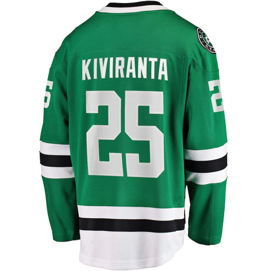 D.Stars #25 Joel Kiviranta Fanatics Branded Home Breakaway Jersey Kelly Green Stitched American Hockey Jerseys - Main View
