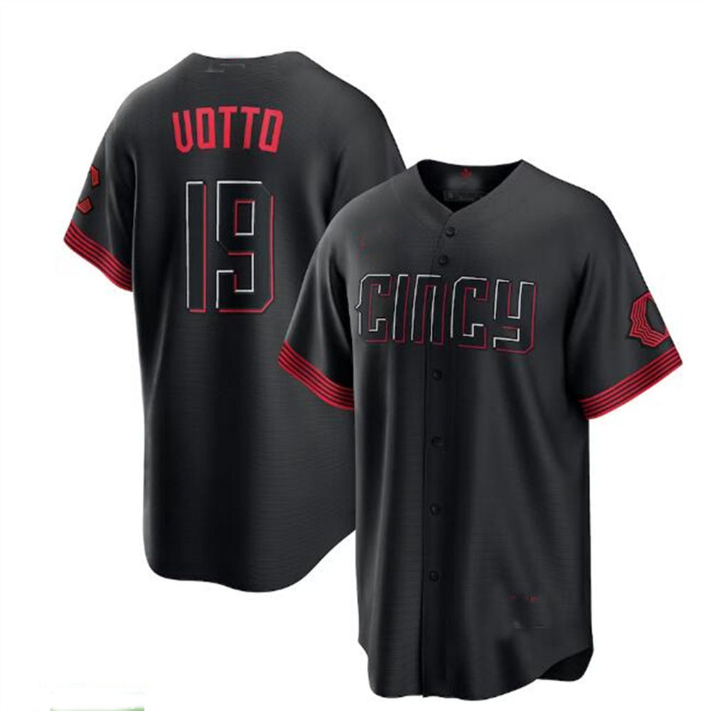 Cincinnati Reds #19 Joey Votto 2023 City Connect Replica Player Jersey - Black Baseball Jerseys - Main View