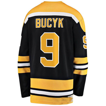 B.Bruins #9 John Bucyk Fanatics Branded Premier Breakaway Retired Player Jersey Black Stitched American Hockey Jerseys - Main View
