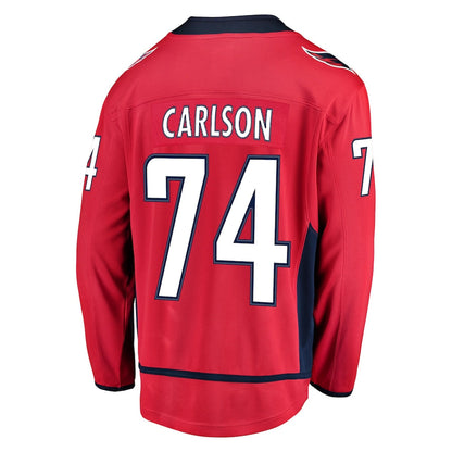 W.Capitals #74 John Carlson Fanatics Branded Home Breakaway Player Jersey Red Stitched American Hockey Jerseys - Main View