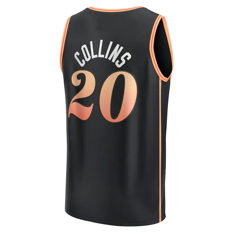 A.Hawks #20 John Collins Fanatics Branded 2022-23 Fastbreak Jersey  City Edition Black Stitched American Basketball Jersey - Main View