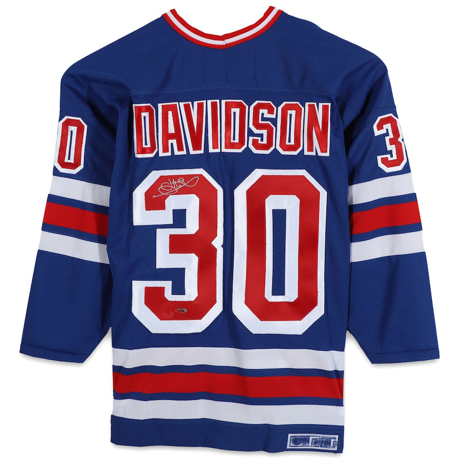 NY.Rangers #30 John Davidson Fanatics Authentic Autographed Blue Jersey Blue Stitched American Hockey Jerseys - Main View