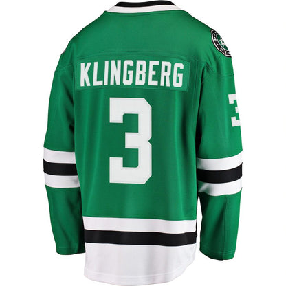 D.Stars #3 John Klingberg Fanatics Branded Breakaway Jersey Kelly Green Stitched American Hockey Jerseys - Main View