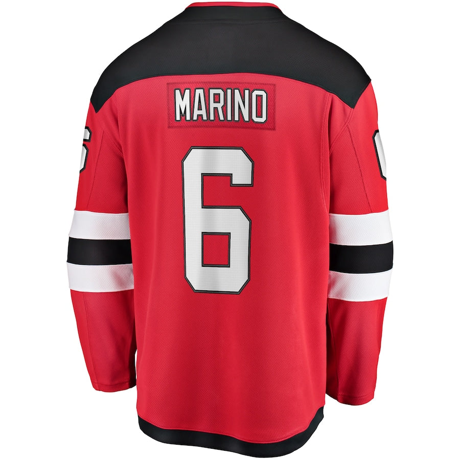 NJ.Devils #6 John Marino Fanatics Branded Home Breakaway Player Jersey Red Stitched American Hockey Jerseys - Main View