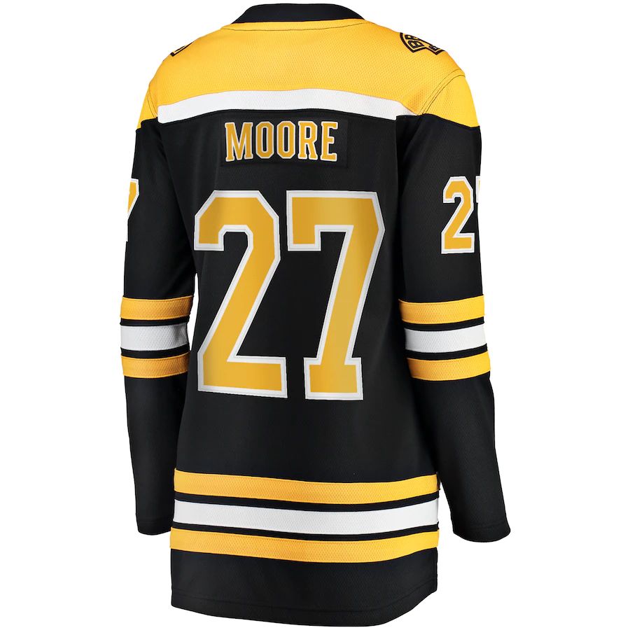 B.Bruins #27 John Moore Fanatics Branded Home Breakaway Player Jersey Black Stitched American Hockey Jerseys - Main View