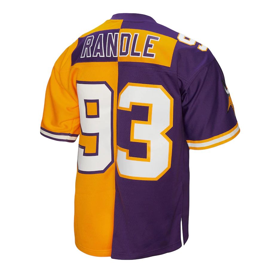 MN.Vikings #93 John Randle Mitchell & Ness 1998 Split Legacy Replica Jersey Purple Gold Stitched American Football Jerseys - Main View