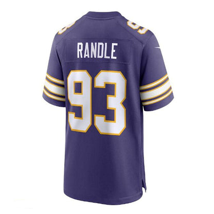 MN.Vikings #93 John Randle Classic Player Game Jersey - Purple Stitched American Football Jerseys - Main View