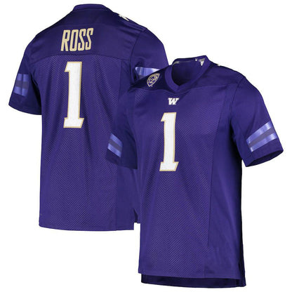 W.Huskies #1 John Ross Alumni Football Jersey Purple Stitched American College Jerseys - Main View