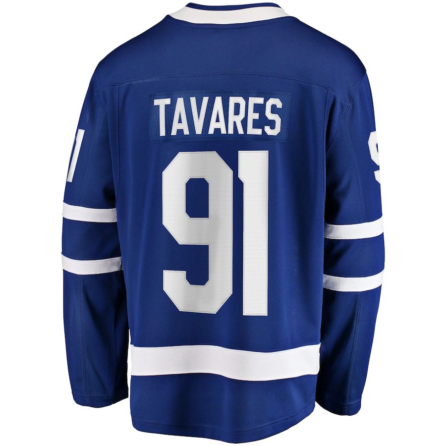 T.Maple Leafs #91 John Tavares Fanatics Branded Home Captain Premier Breakaway Player Jersey Blue Stitched American Hockey Jerseys - Main View