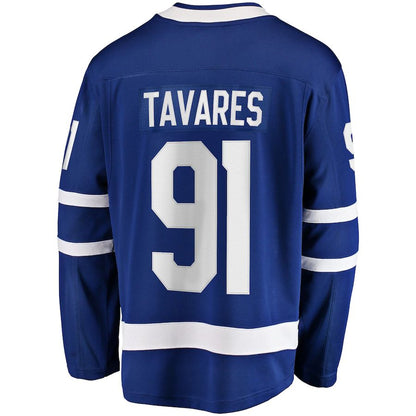 T.Maple Leafs #91 John Tavares Fanatics Branded Home Captain Premier Breakaway Player Jersey Blue Stitched American Hockey Jerseys - Main View