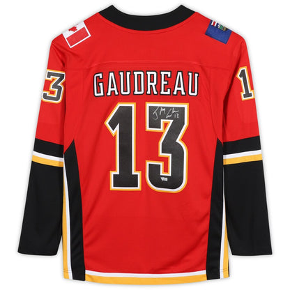 C.Flames #13 Johnny Gaudreau Fanatics Authentic AutographedFanatics Breakaway Jersey Red Stitched American Hockey Jerseys - Main View