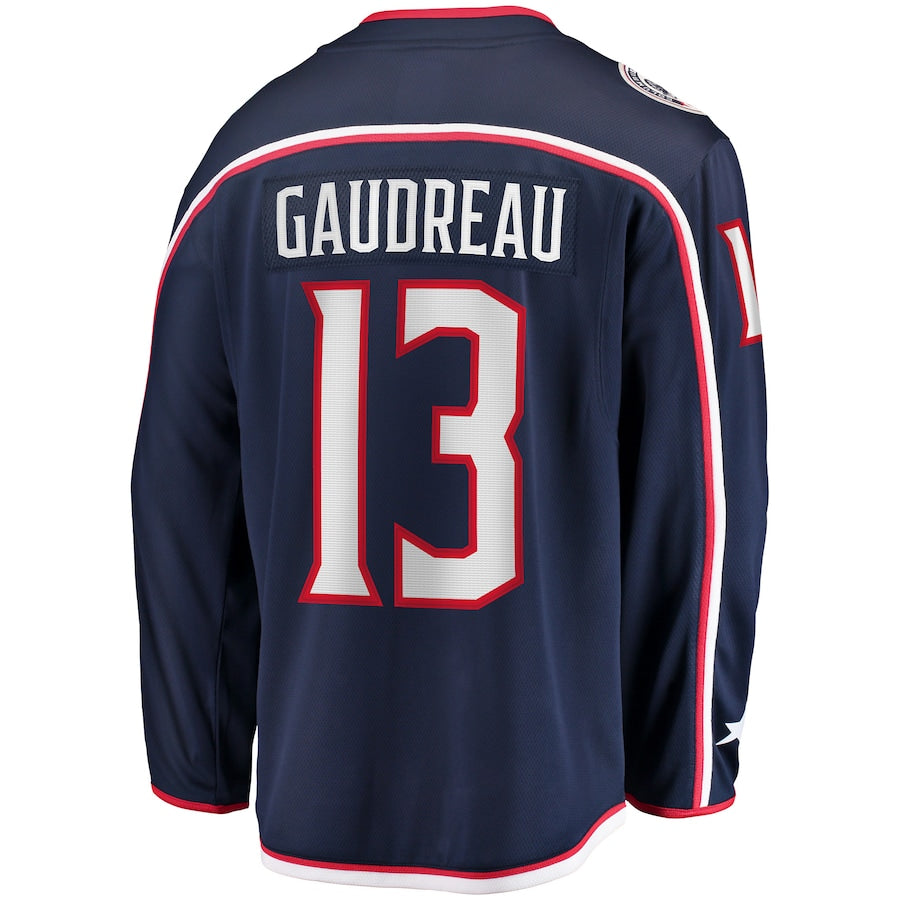 C.Blue Jackets #13 Johnny Gaudreau Fanatics Branded 2022 Breakaway Player Jersey Navy Stitched American Hockey Jerseys - Main View