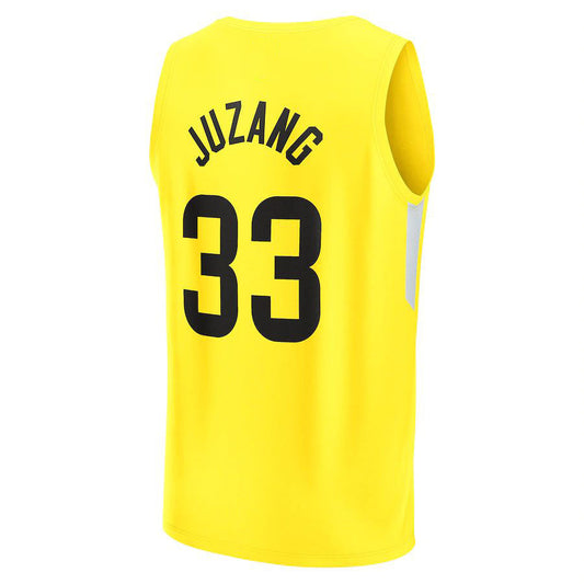 U.Jazz #33 Johnny Juzang Fanatics Branded 2022-23 Fast Break Replica Player Jersey  Icon Edition Yellow Stitched American Basketball Jersey - Main View